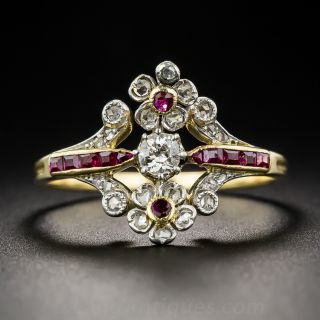Edwardian Diamond and Ruby Ring 