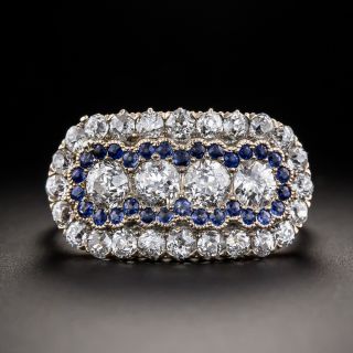 Edwardian Diamond and Sapphire Band Ring  - 3