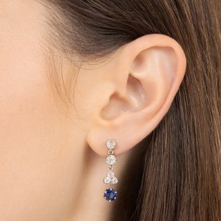 Edwardian Diamond and Sapphire Drop Earrings