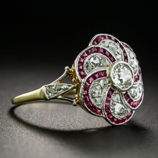 Edwardian Diamond and Synthetic Ruby Ring