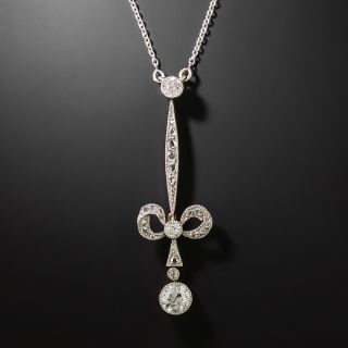 Edwardian Diamond Bow Drop Necklace - 3