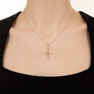 Edwardian Diamond Bow Drop Necklace