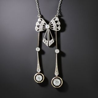 Edwardian Diamond Bow Negligee Necklace - 3