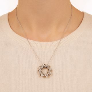 Edwardian Diamond Circle Pendant Necklace