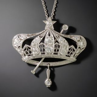 Edwardian Diamond Crown & Scepter Necklace  - 3