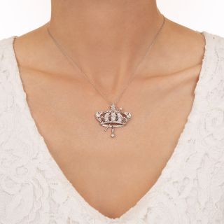 Edwardian Diamond Crown & Scepter Necklace 