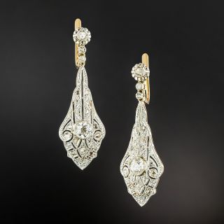 Edwardian Diamond Dangle Earrings  - 2