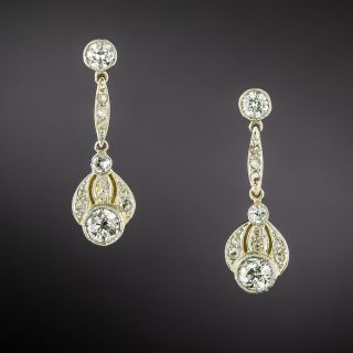 Edwardian Diamond Dangle Earrings - 2
