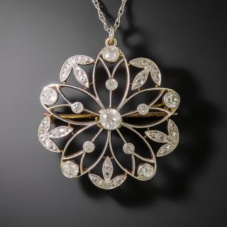 Edwardian Diamond Flower Pendant/Brooch - 2