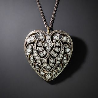 Edwardian Diamond Heart Pendant/Brooch - 2