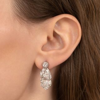 Edwardian Diamond Ribbon Drop Earrings 