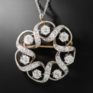 Edwardian Diamond Ribbon Wreath Necklace/Brooch - 2