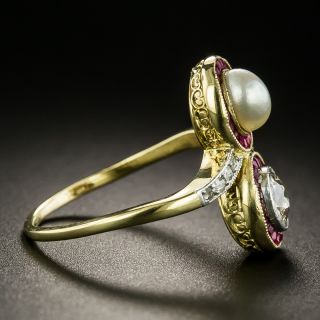 Edwardian Diamond, Ruby and Natural Pearl Ring