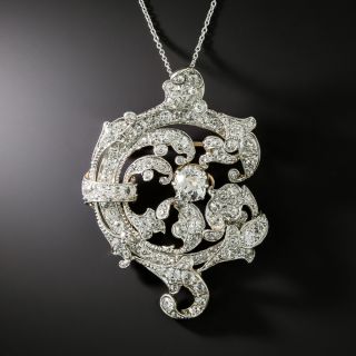Edwardian Diamond Swirl Pendant/Brooch - 3