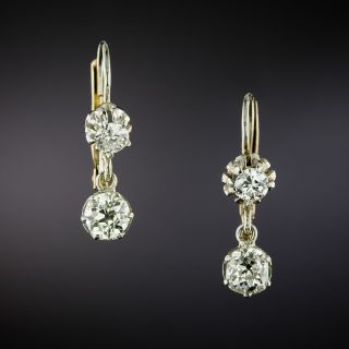 Edwardian Double-Diamond Dangle Earrings  - 2