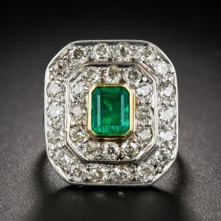 Edwardian Emerald and Diamond Cocktail Ring