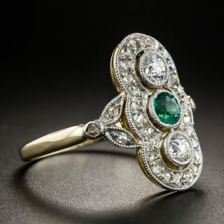 Edwardian Emerald Diamond Dinner Ring
