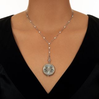 Edwardian Enamel And Diamond Pendant Watch Necklace