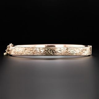 Edwardian Engraved Gold Bangle Bracelet, England - 2