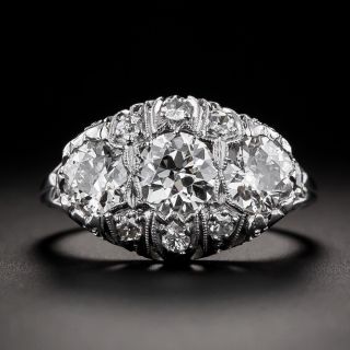 Edwardian Filigree Three-Stone Diamond Ring - 8