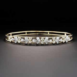 Edwardian Floral Diamond Bangle Bracelet - 2