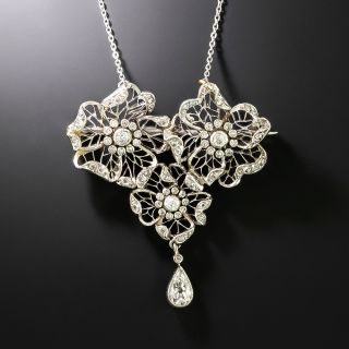 Edwardian Floral Diamond Pendant/Brooch - 2