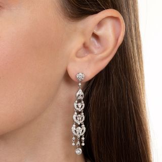 Edwardian Inspired Long Diamond Dangle Earrings 
