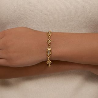 Edwardian Link Bracelet with Rose-cut Diamonds, French
