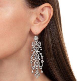 Edwardian Long Diamond Chandelier Earrings