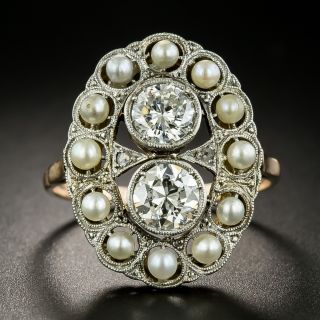 Edwardian Moi et Toi Diamond and Pearl Ring - 2