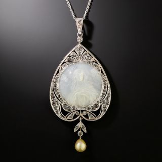 Edwardian Mother-of-Pearl and Diamond Madonna Necklace - 2