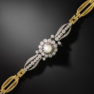 Edwardian Natural Pearl and Diamond Bracelet - 2
