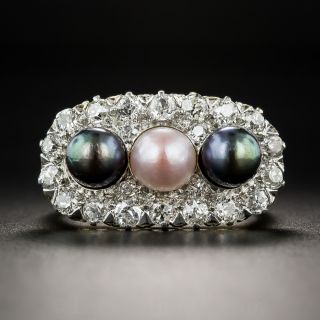 Edwardian Natural Pearl and Diamond Ring - 2
