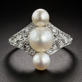Edwardian Natural Pearl and Diamond Ring