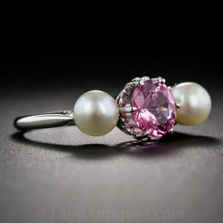 Edwardian Natural Pearl and Pink Tourmaline Ring