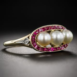 Edwardian Natural Pearl and *Ruby Ring