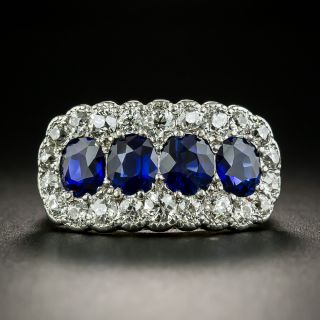 Edwardian No-Heat Four-Stone Sapphire and Diamond Ring - 2