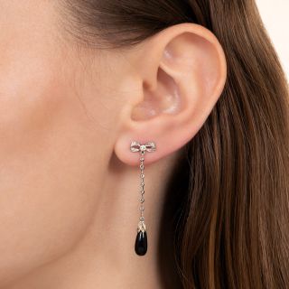 Edwardian Onyx and Diamond Dangle Earrings