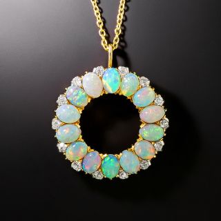 Edwardian Opal and Diamond Circle Pendant - 3
