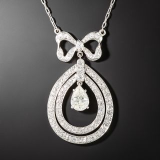 Edwardian Pear Shaped Diamond Bow Necklace - 3