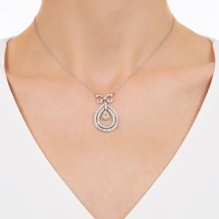 Edwardian Pear Shaped Diamond Bow Necklace