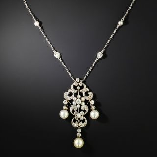 Edwardian Pearl and Diamond Necklace - 2