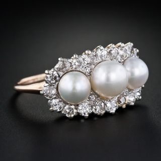 Edwardian Pearl and Diamond Ring - 5