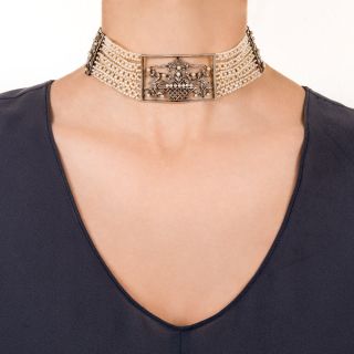 Edwardian Pearl Choker Collar Necklace
