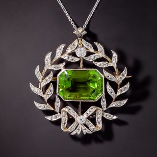 Edwardian Peridot and Diamond Wreath Necklace/Brooch - 0