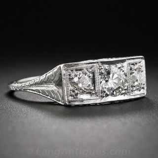 Edwardian Platinum and Diamond Three-Stone Ring