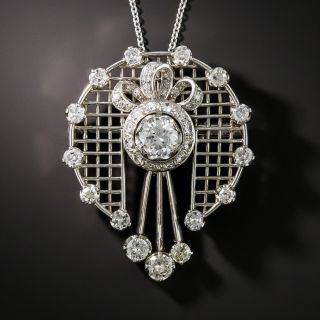 Edwardian Platinum Diamond Pendant Necklace/Brooch  - 1