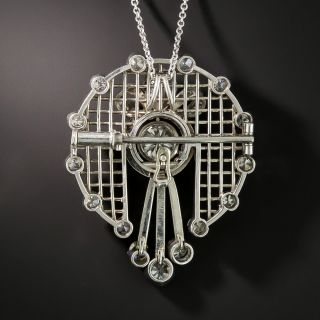 Edwardian Platinum Diamond Pendant Necklace/Brooch 