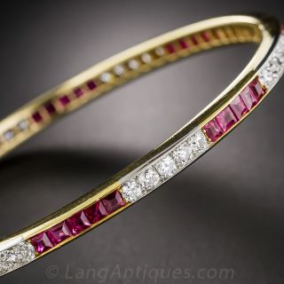 Edwardian Ruby and Diamond Bangle Bracelet