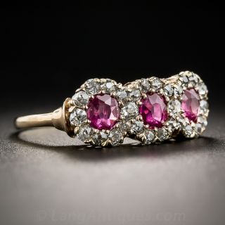 Edwardian Ruby and Diamond Three-Stone Ring